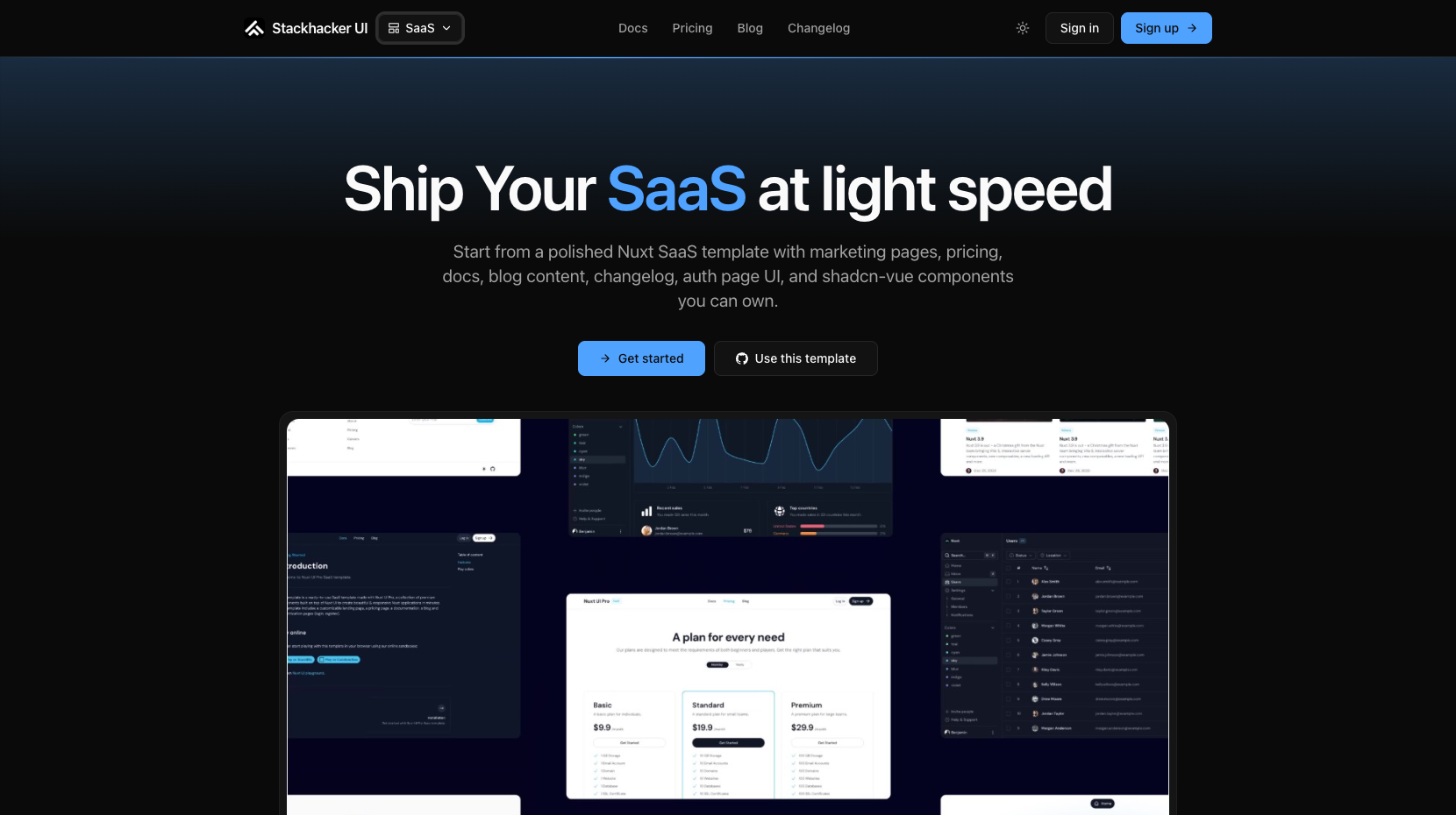 SaaS template preview